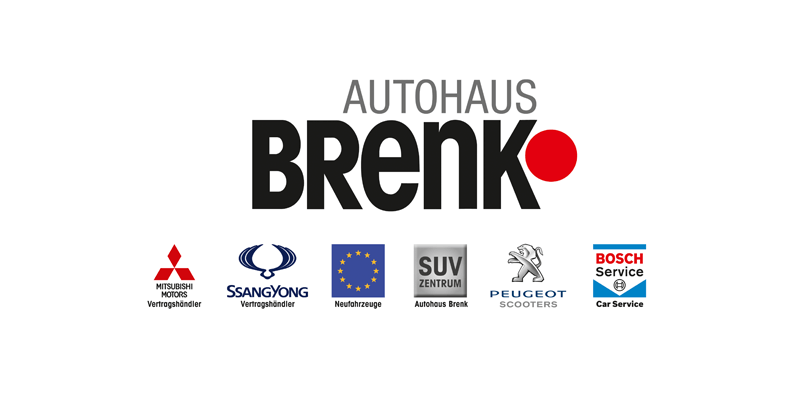Autohaus Brenk mit Markenlogos, SUV-Zentrum und Bosch Service in Deutschland.